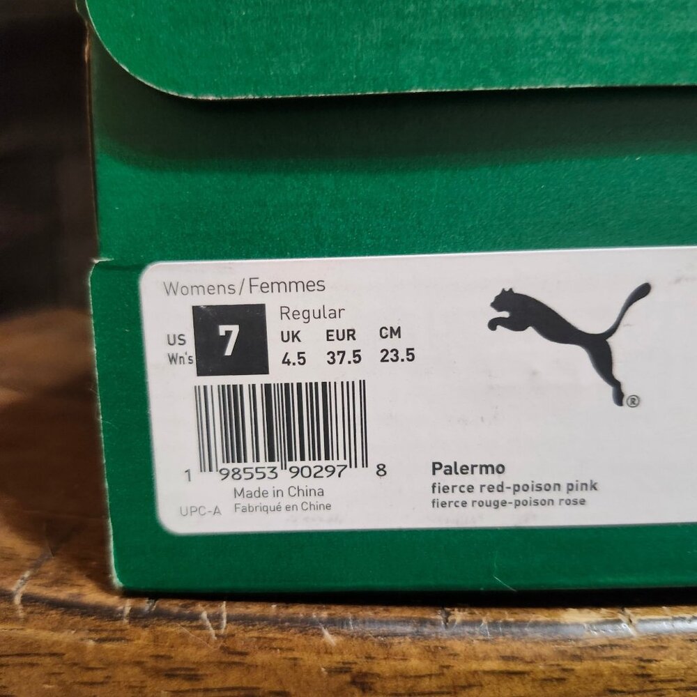 Puma Women's Size 7 Retro Style Lace Up Palermo Sneakers Fierce Red-Poison Pink - Picture 6 of 7